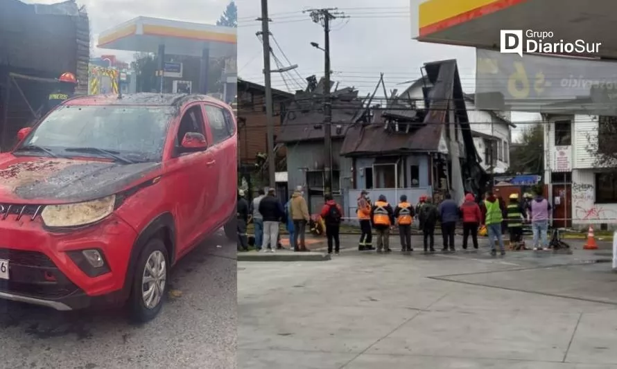 Incendio frente a bencinera en Valdivia  deja siete damnificados 